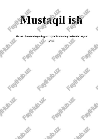surxondaryoning tarixiy obidalarning turizmda tutgan o’rni — DOCX