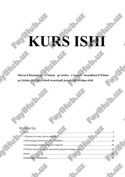chizmalarga o’lcham qo’yishni o’rgatish metodikasi — DOCX