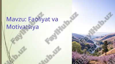 faoliyat va mativatsiya — PPT