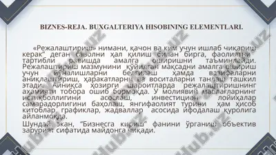 biznes-reja. buxgalteriya hisobining elementlari. — PPT