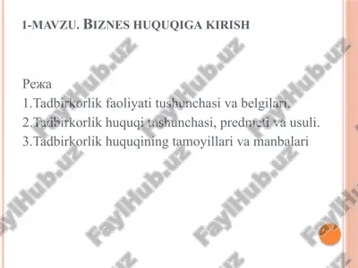 biznes huquqiga kirish — PPTX