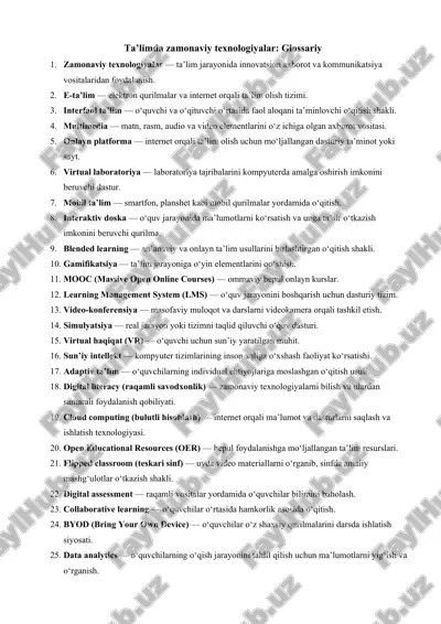 zamonaviy texnologiyalar glossariy — DOCX