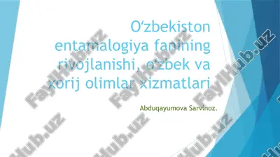 entomologiya fanining rivojlanishi — PPTX