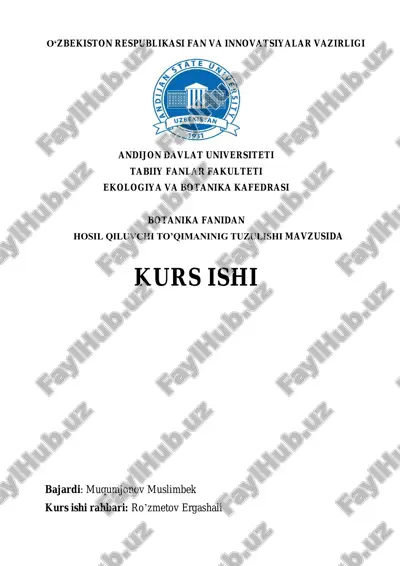 hosil qiluvchi to'qimaning tuzulishi kurs ishi — PDF