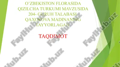 qizilcha turkumi mavzusida 204- guruh talabasi — PPT