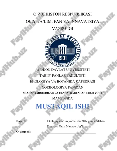 shahar chiqindilar va ularni bartaraf etish yo'li — DOCX