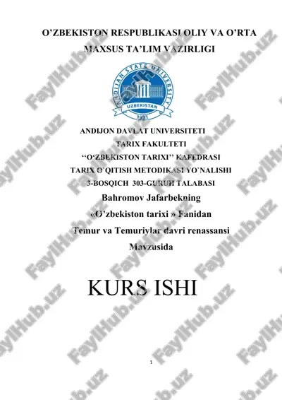 temur va temuriylar davri renassansi — DOC