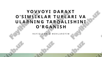 yovvoyi daraxt oʻsimliklar turlari va ularning tarqalishini oʻrganish — PPTX