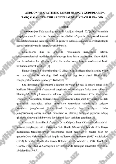 ninachilarning faunasi va tarqalishi — DOC