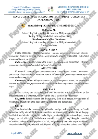 yangi o‘zbekiston: barqaror rivojlanishning ijtimoiy-falsafiy, iqtisodiy-siyosiy va huquqiy masalalari — PDF