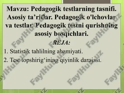 pedagogiktestlarning tasnifi — PPTX