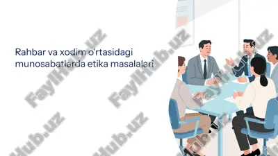 rahbar va xodim o'rtasidagi munosabatlarda etika masalalari — PPTX