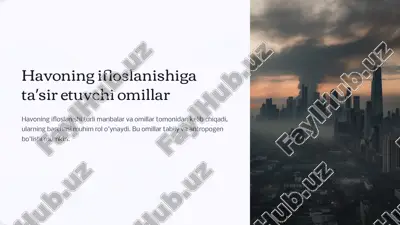 havoning ifloslanishiga taʼsir etuvchi omillar — PPTX