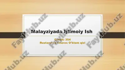 malayziyada ijtimoiy ish — PPTX