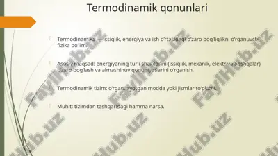 termodinamik qonunlari — PPTX