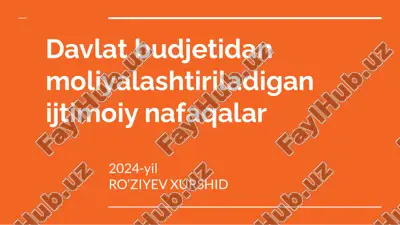 davlat budjetidan moliyalashtiriladigan ijtimoiy nafaqalar — PPTX