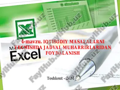 iqtisodiy masalarni yoritishda exceldan foydalanish — PDF