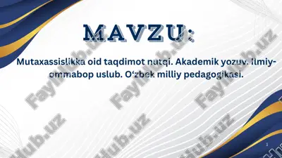 mutaxassislikka oid taqdimot nutqi — PDF