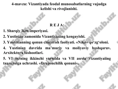 vizantiyada feodal munosabatlarning vujudga kelishi va rivojlanishi — PPT