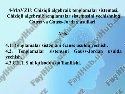 chiziqli algebraik tenglamalar sistemasi — PPT