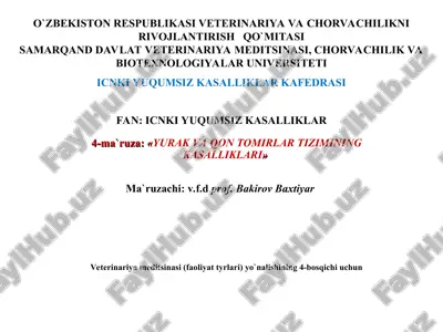 yurak va qon-tomirlar tizimining kasalliklari — PPT