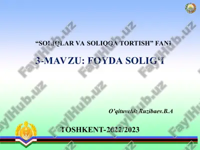 soliqlar va soliqqa tortish — PPT