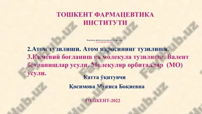 kimyoviy bog'lanish va molekula tuzilishi — PPT
