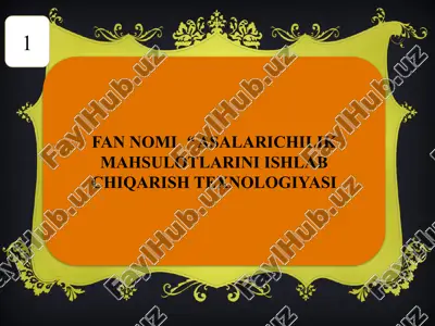 asalarichilik mahsulotlarini ishlab chiqarish texnologiyasi — PPTX