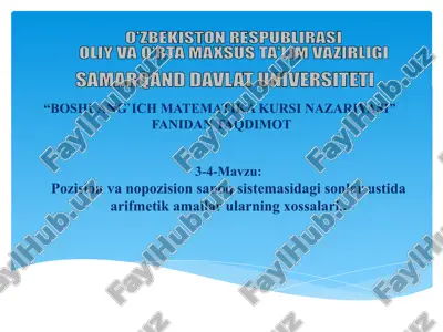 boshlang`ich matematika kursi nazariyasi — PPTX