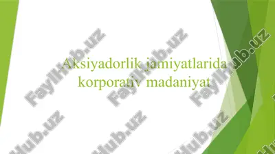 aksiyadorlik jamiyatlarida korporativ madaniyat — PPTX