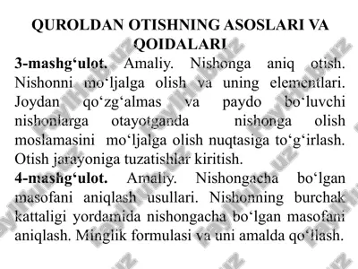 quroldan otishning asoslari va qoidalari — PPTX