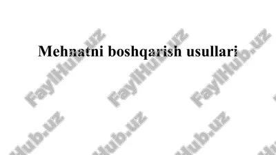 mehnatni boshqarish usullari — PPTX