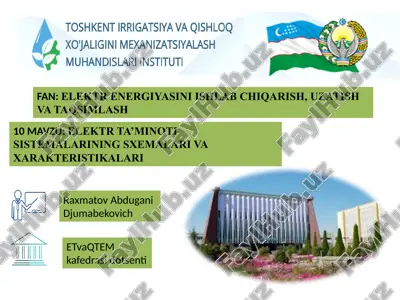elektr ta’minoti sistemalarining sxemalari vaxarakteristikalari — PPTX
