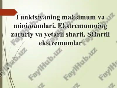 funktsiyaning maksimum va minimumlari — PPTX