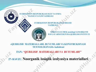 organik issiqlik izolyatsiya materiallari — PPTX