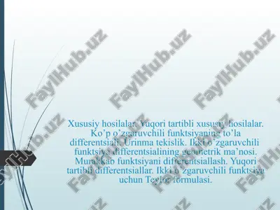 xususiy hosilalar — PPTX