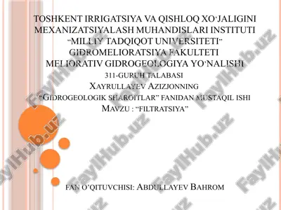gidrogeologik sharoitlar — PPTX