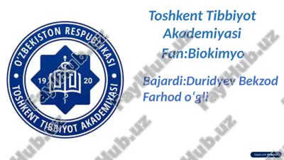 tam bilishning biokimyoviy asoslari — PPTX