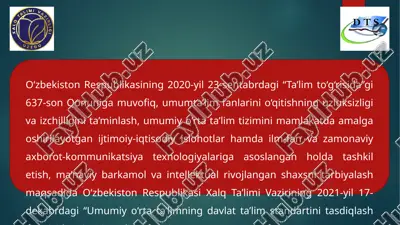 umumiy o'rtata'limning dasturi — PPTX