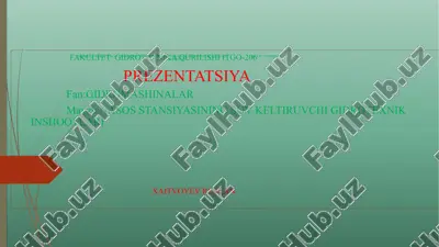 nasosstansiyasining suv keltiruvchi gidrotexnik inshootlari — PPTX