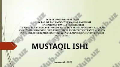 inson ruxiy holatini buzilishini turlari va ularning namoyon bo'lishi — PPTX