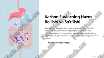 karbon suvlarning hazm bo'lishi va so'rilishi — PPTX