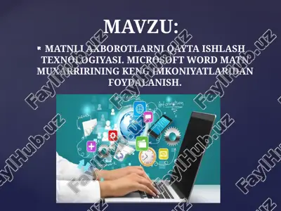 matnli axborotlarni qayta ishlash texnologiyasi — PPTX