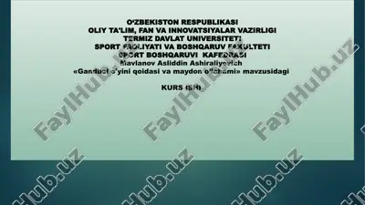 gandbolo’yini qoidasi va maydon o’lchami — PPTX