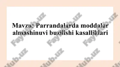 parrandalardamoddalar almashinuvi buzilishi kasalliklari — PPTX