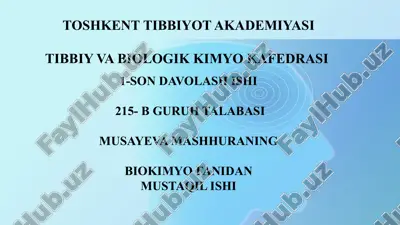 biokimyo fani mustaqil ishi — PPTX