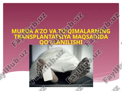 murda a'zo va to'qimalarning transplantatsiya maqsadida qo'llanilishi — PPTX
