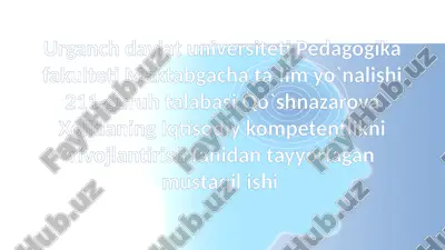 maktabgacha ta'lim tashkiloti qabul qilish — PPTX