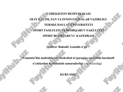 umumta’lim maktablarida basketbol to’garagi giga tanlashda harakatli o’yinlardan foydalanish samaradorligi — PPTX