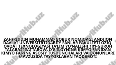 kimyo faning asosiy tushunchalari va qonunlari — PPTX